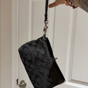 Coach Black Signature Pattern Wristlet